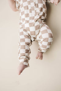 Bamboo Checkered Jumpsuit | Latte