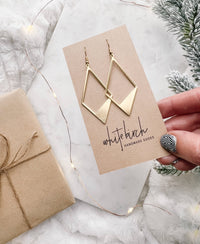 Brass Cut-Out Diamond Statement Earrings