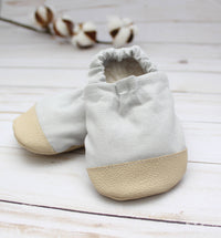 Pewter Linen Baby Shoes