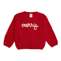 Merry Christmas Yarn Knit Sweater - Kids Holiday Sweater