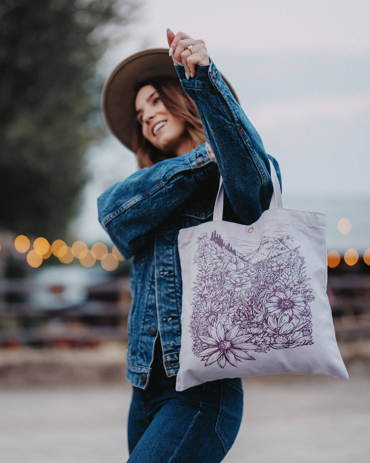 Flower Meadow Tote - Purple