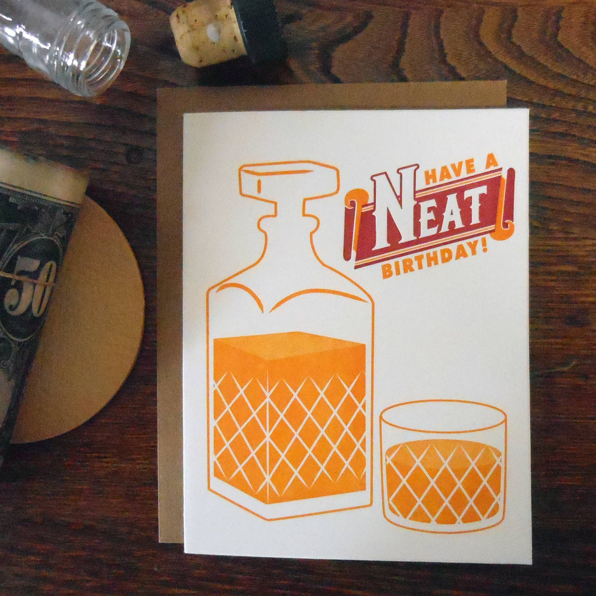 Whiskey Neat Birthday Card