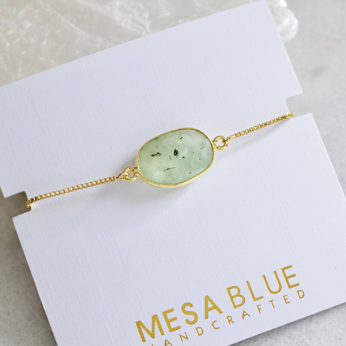 Moss Prehnite Adjustable Bracelet