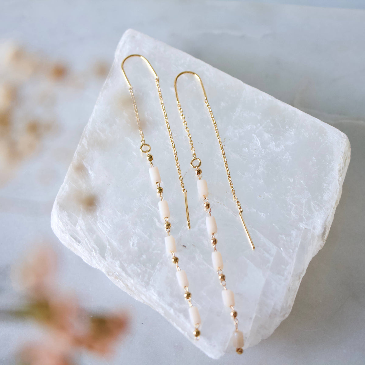 Cream Threader Earrings