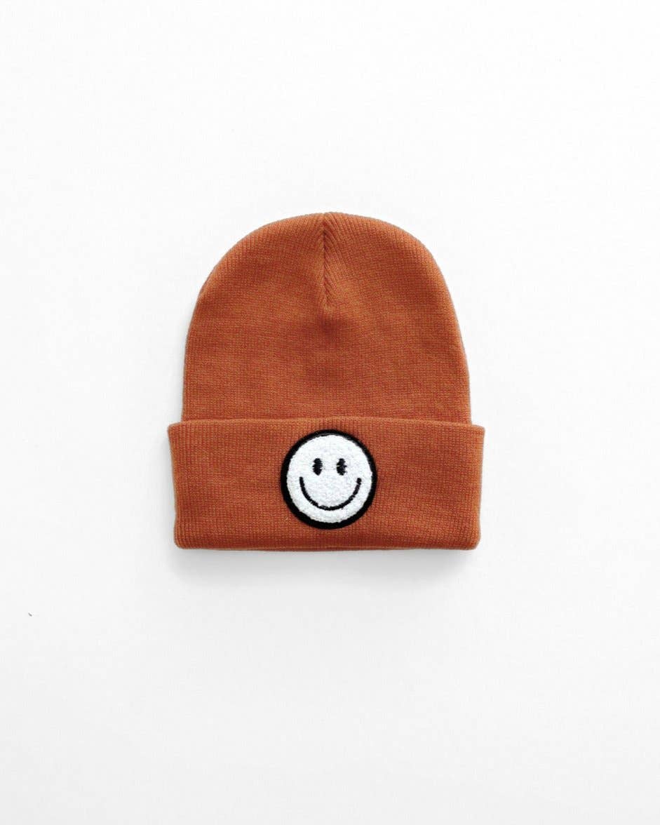 Smiley Baby Kids Beanie | Rust