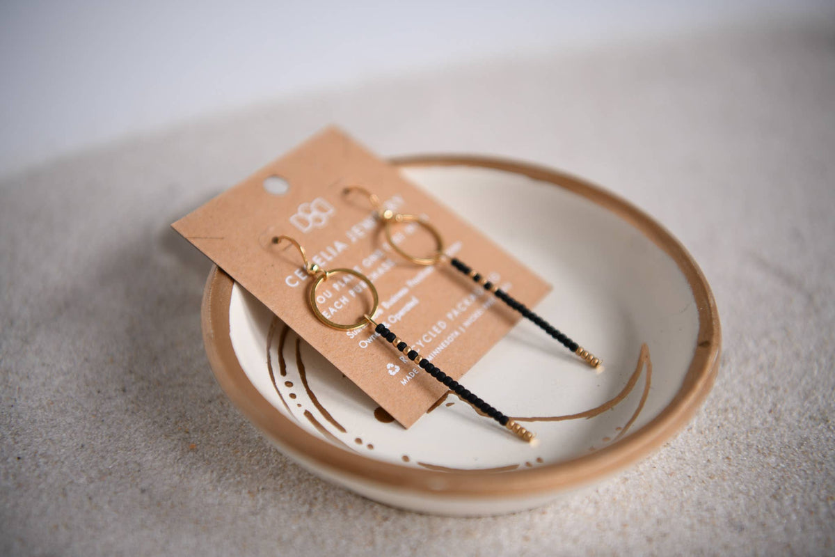 Seed Bead Drop Circle Earrings