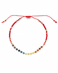 Chakra Rainbow Healing Gemstone Stacking Bracelet, Red