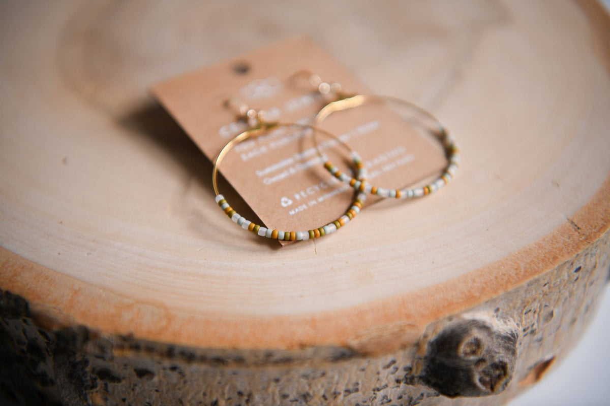 Seed Bead Hoop Earrings