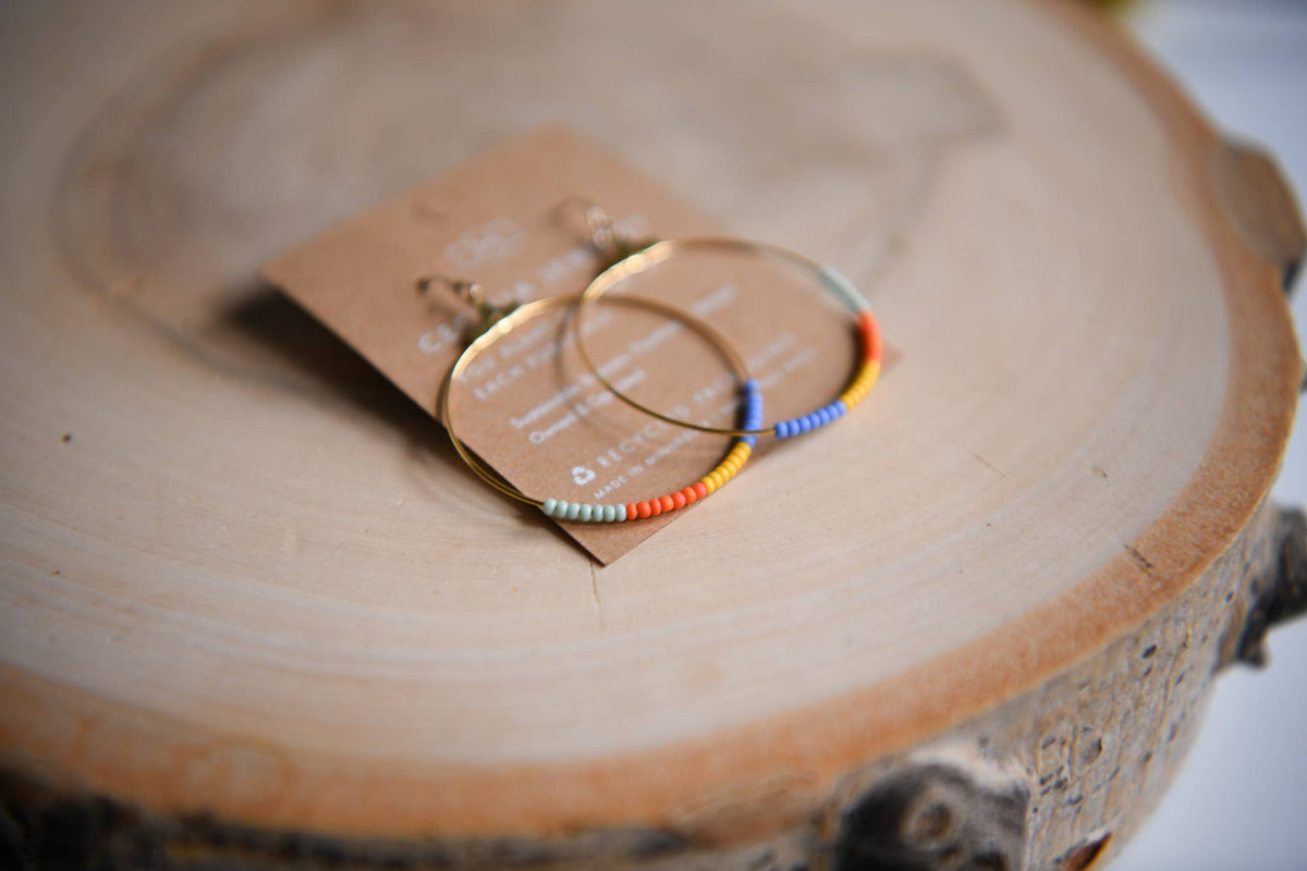 Seed Bead Hoop Earrings