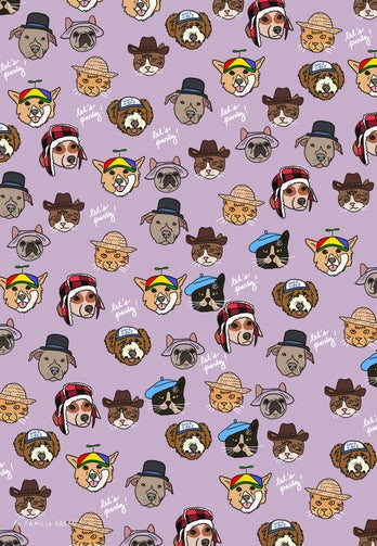 Pets with Hats Wrapping Paper Sheet