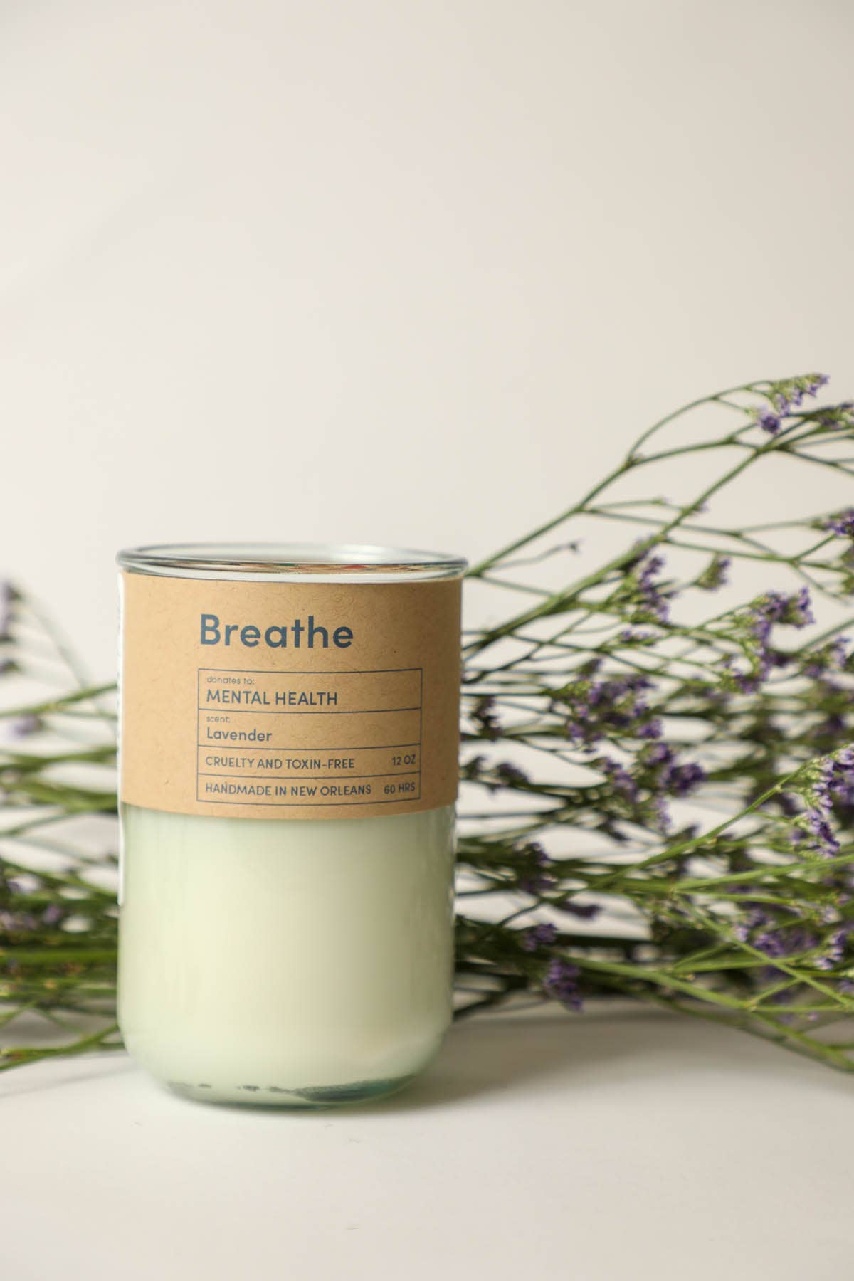 BREATHE, Mental Health, Lavender Candle