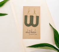 U-Shaped Leather & Brass Ring Earrings