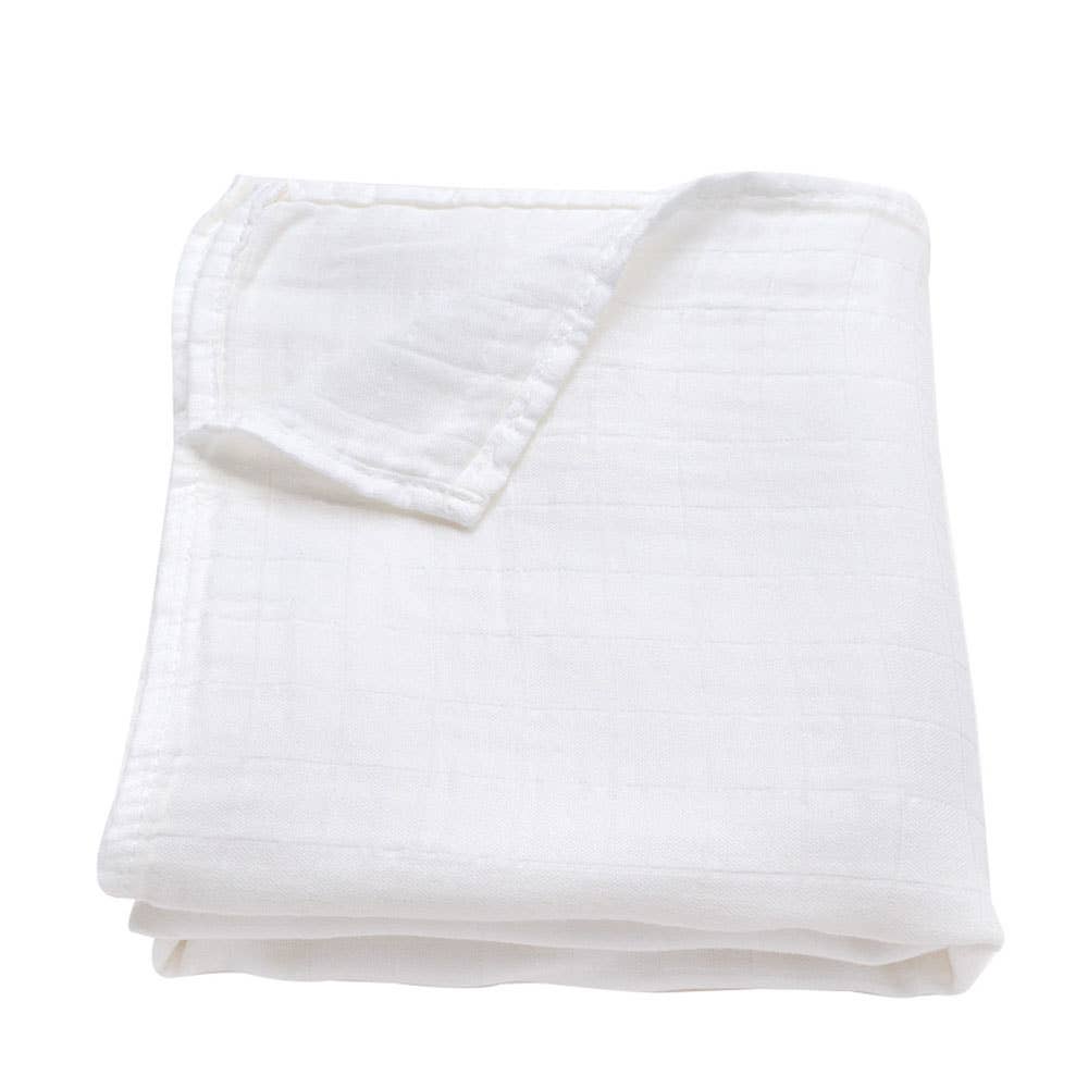 Bamboo Muslin Swaddle Blanket (Pure White)