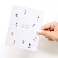 'Tis the Season Skiiers Letterpress Greeting Card