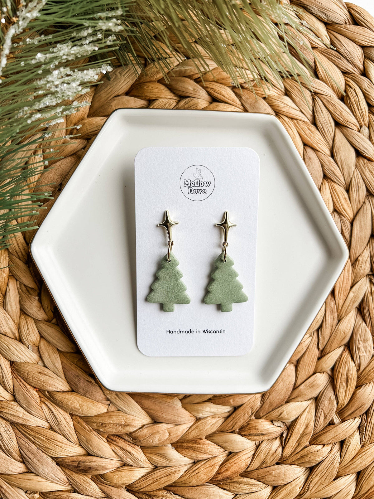 Christmas Tree with Star Studs | Boho Christmas Earrings