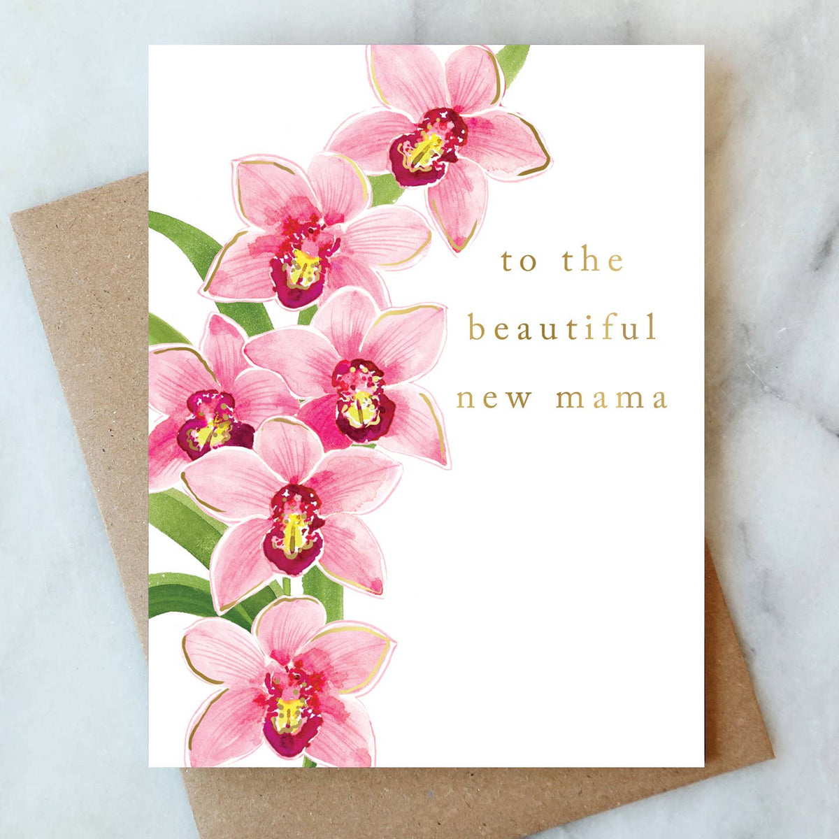 Orchid Mama Greeting Card | New Mom Baby Shower Card