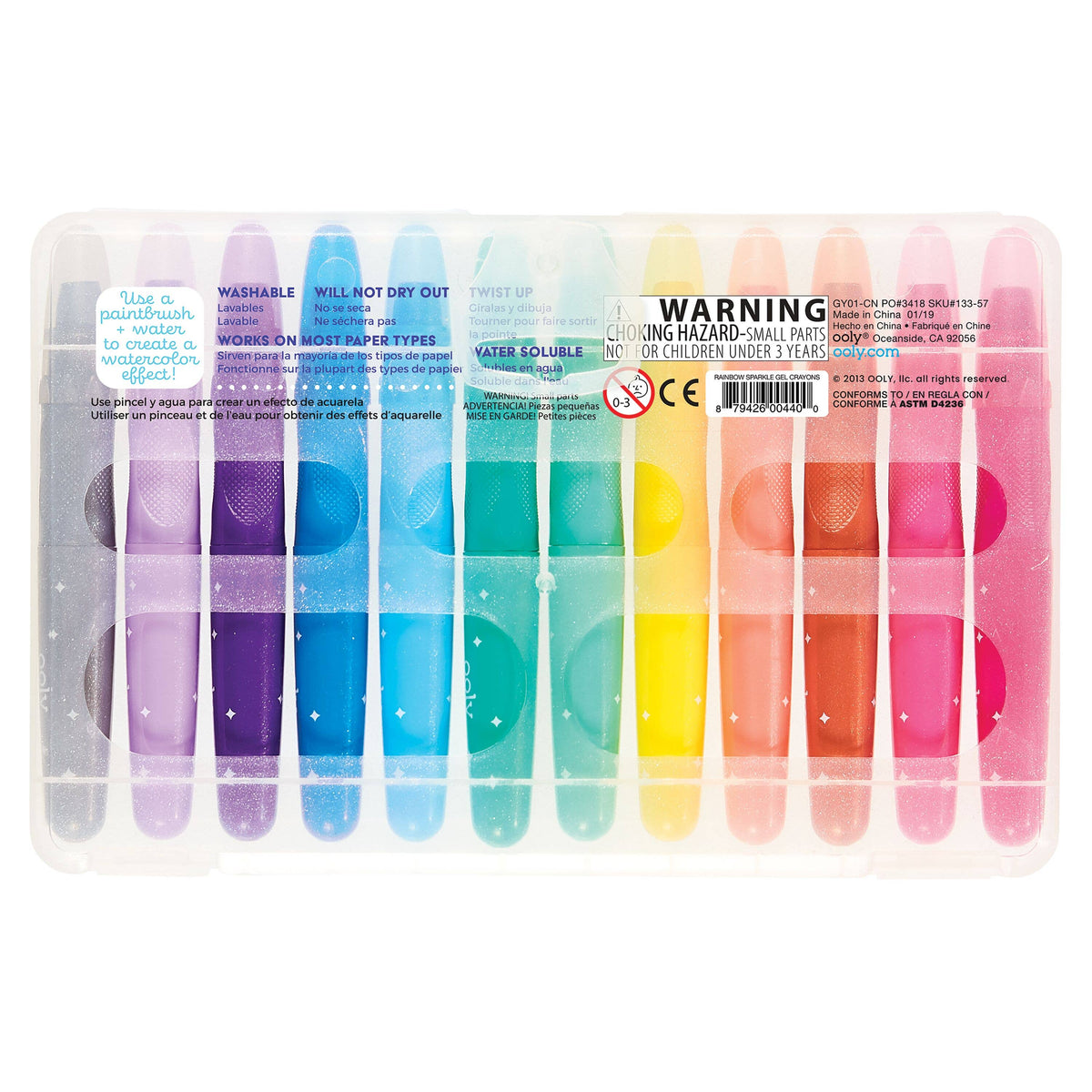 Rainbow Sparkle Metallic Gel Crayons