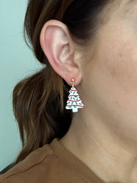 Christmas Tree Cake Dangles | Boho Christmas Earrings