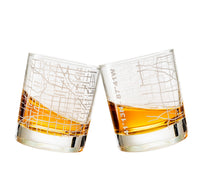 Chicago Etched Street Grid Whiskey Glass