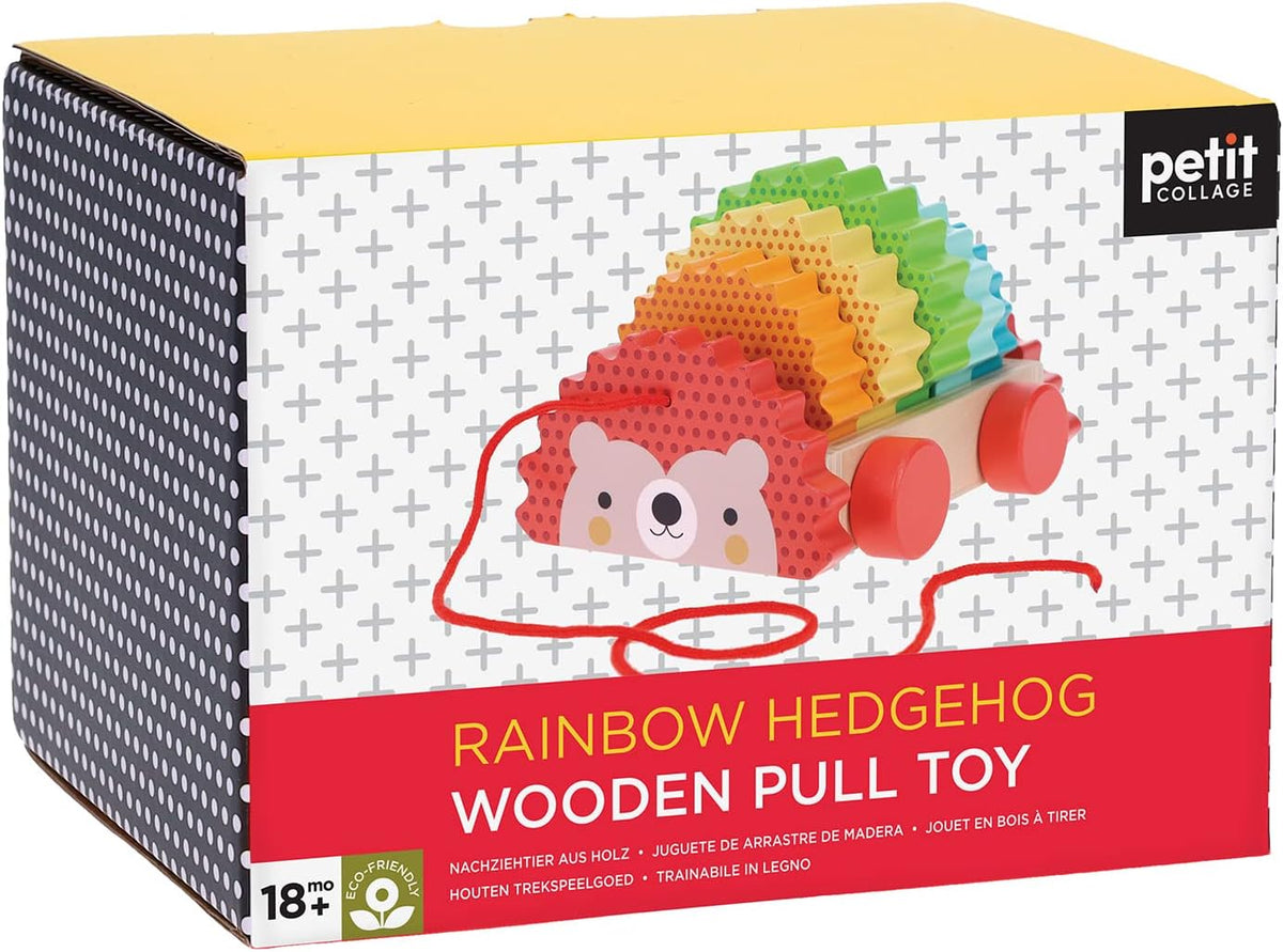 Wooden Pull Toy Rainbow Hedgehog