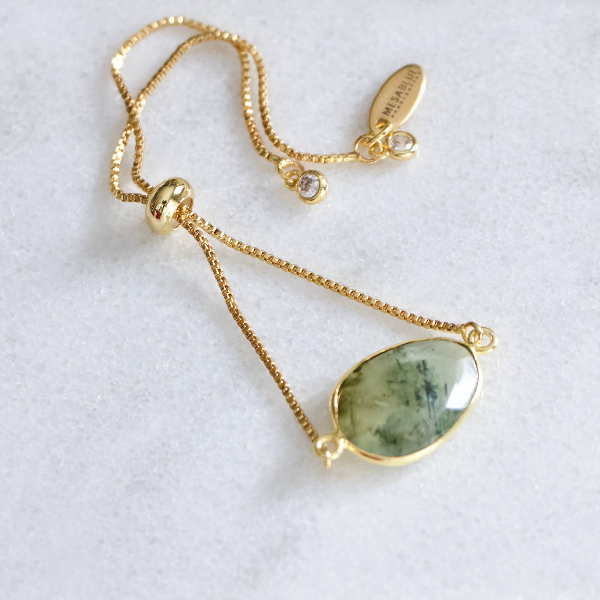 Moss Prehnite Adjustable Bracelet