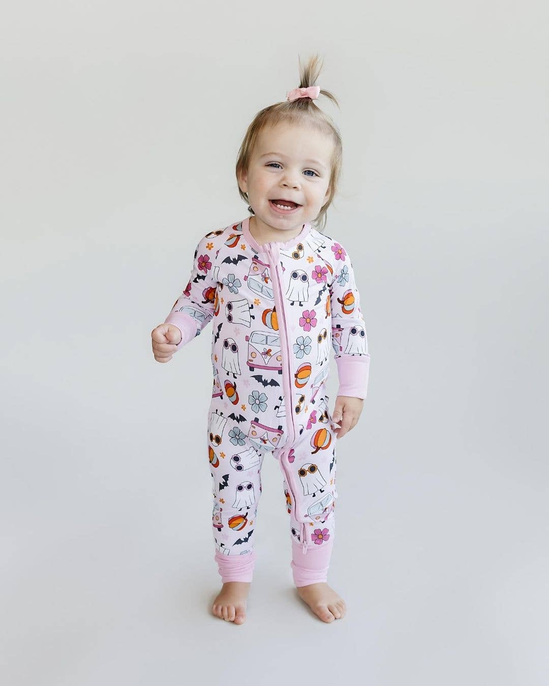 Halloween Bamboo Zip Romper | Retro Ghost