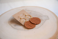 Round Tiered Leather Earrings