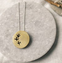 3 birds cutout hollow brass necklace