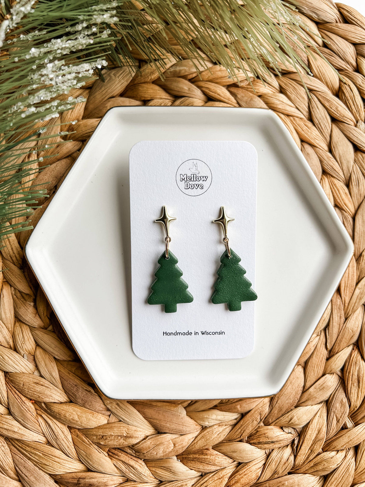 Christmas Tree with Star Studs | Boho Christmas Earrings