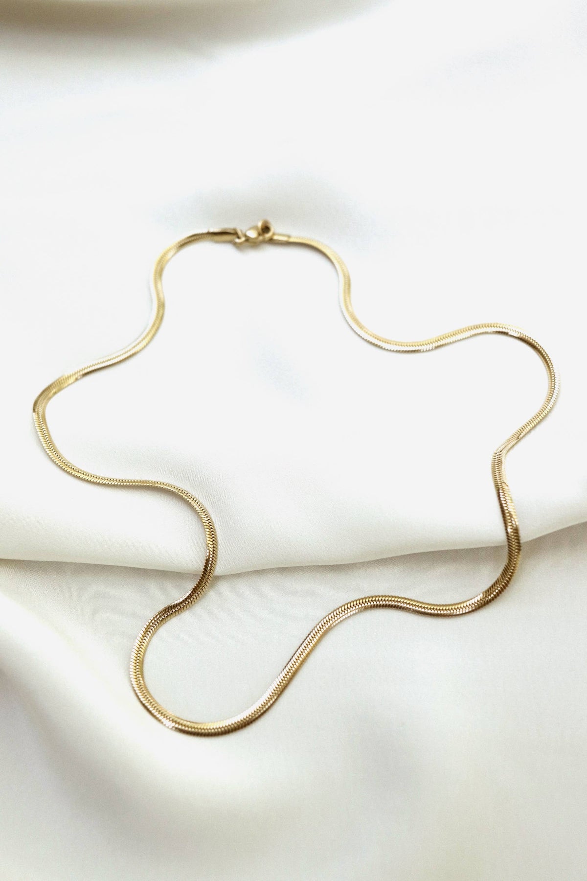 Flat Snake Chain Necklace - Gold