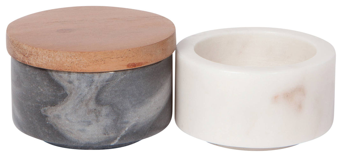 White Slate Marble Salt Cellar