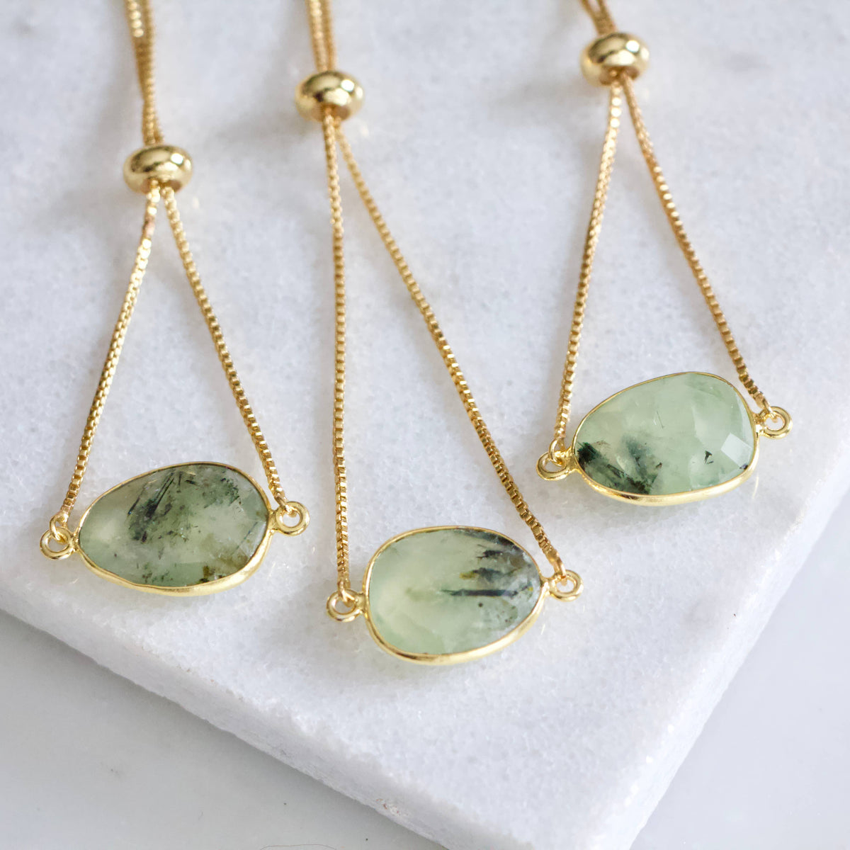 Moss Prehnite Adjustable Bracelet