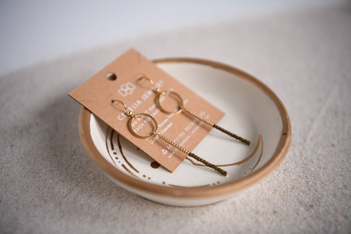 Seed Bead Drop Circle Earrings