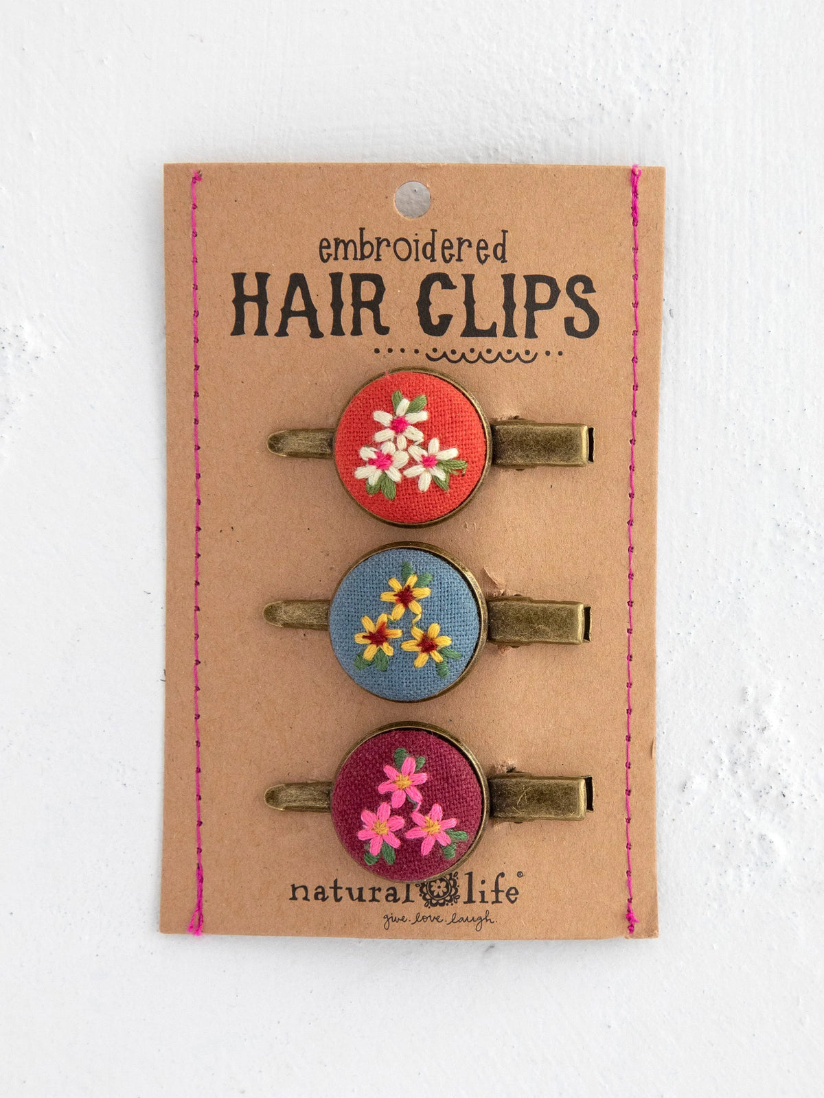 Set of 3 Embroidered Hair Clips