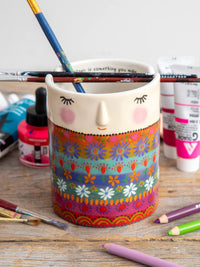 Ceramic Painter's Cup - Folk Lady