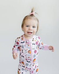 Halloween Bamboo Zip Romper | Retro Ghost