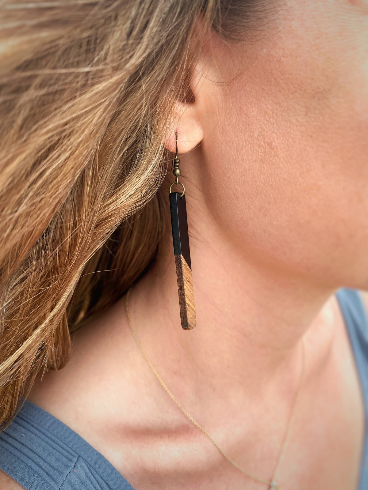 Wood & Resin Boho Earrings