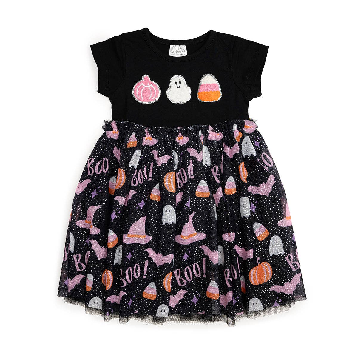 Kids Halloween Short Sleeve Tutu Dress