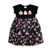 Kids Halloween Short Sleeve Tutu Dress