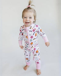 Halloween Bamboo Zip Romper | Retro Ghost