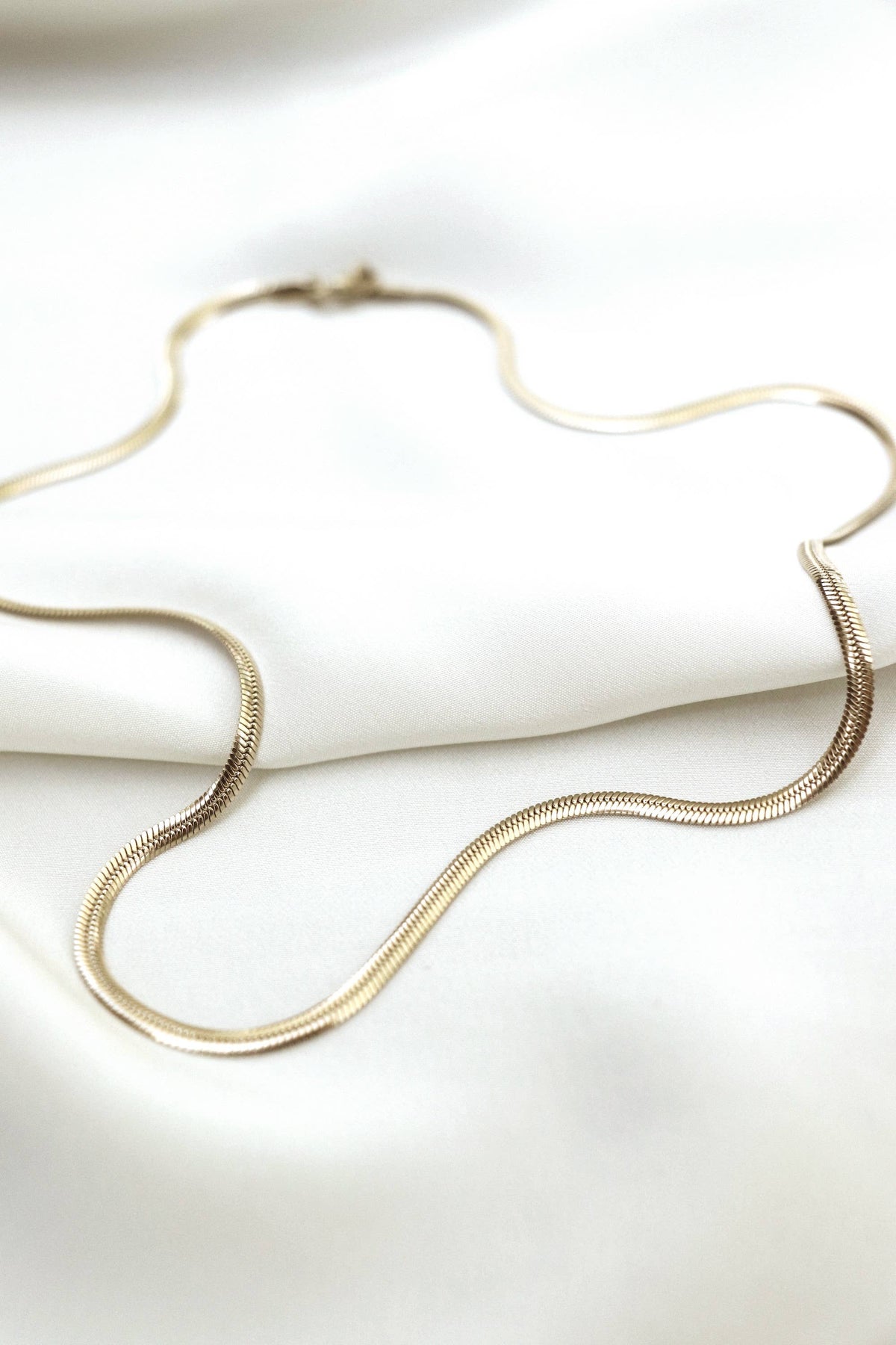 Flat Snake Chain Necklace - Gold