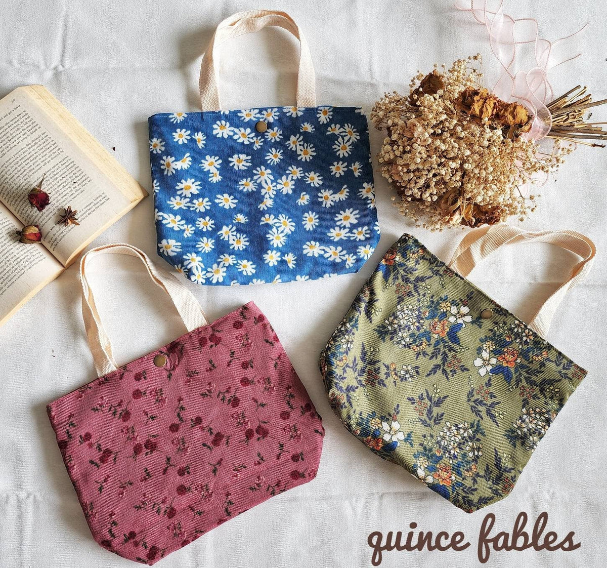 Floral Corduroy Lunch Bags