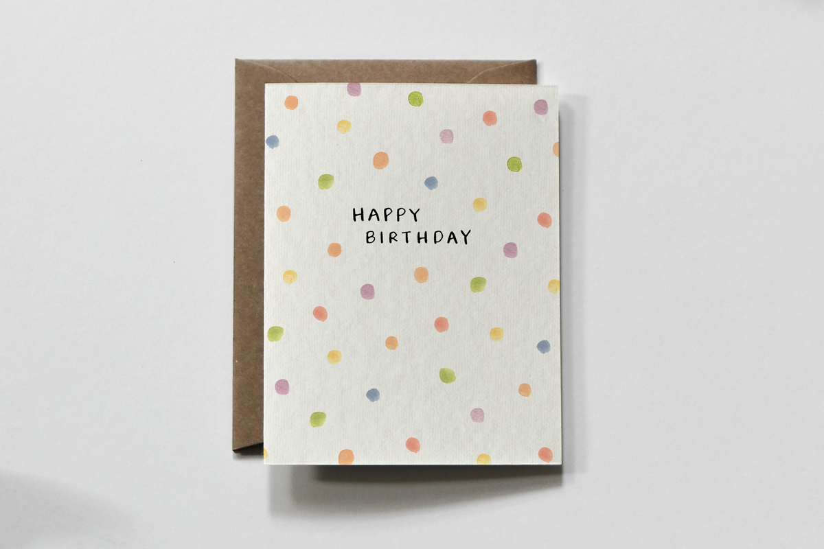 Rainbow | Polka Dot Colorful Happy Birthday Greeting Card