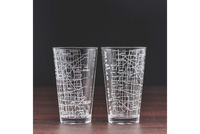 Chicago Etched Street Grid Beer Glasses - Set of 2