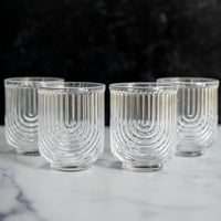 Art Deco Cocktail Glasses - Lowball Ribbed Wave Glasses (Set of 4)