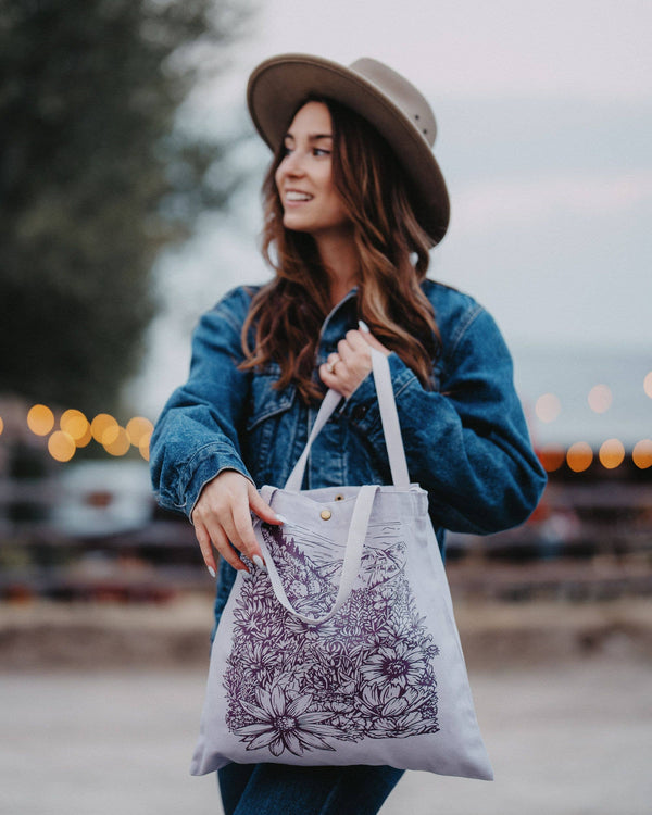 Flower Meadow Tote - Purple