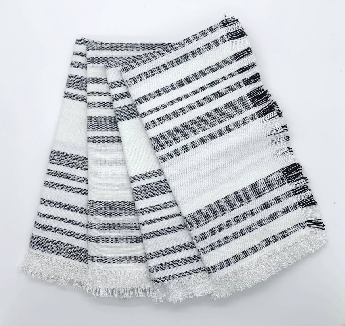 Variegated Stripe Fringe Napkin - Set of 4