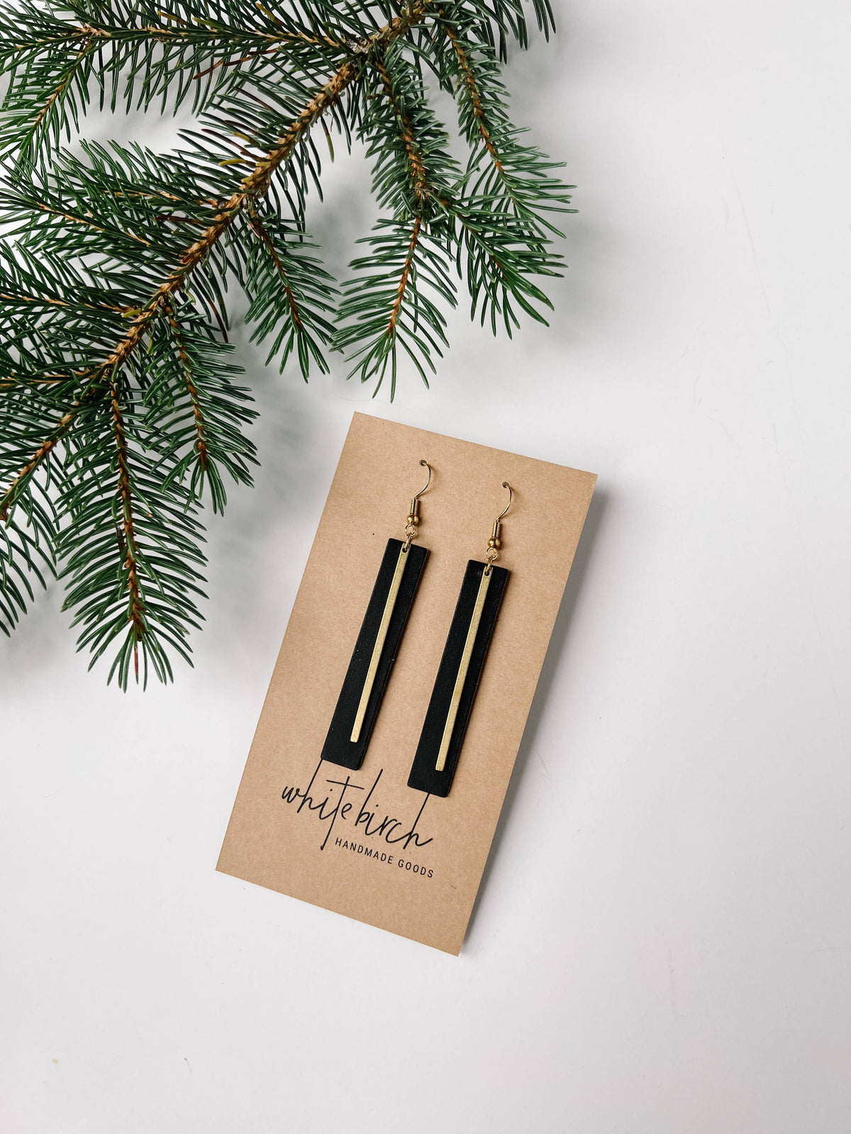 Black Rectangular Bar Earrings