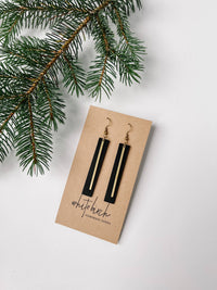 Black Rectangular Bar Earrings