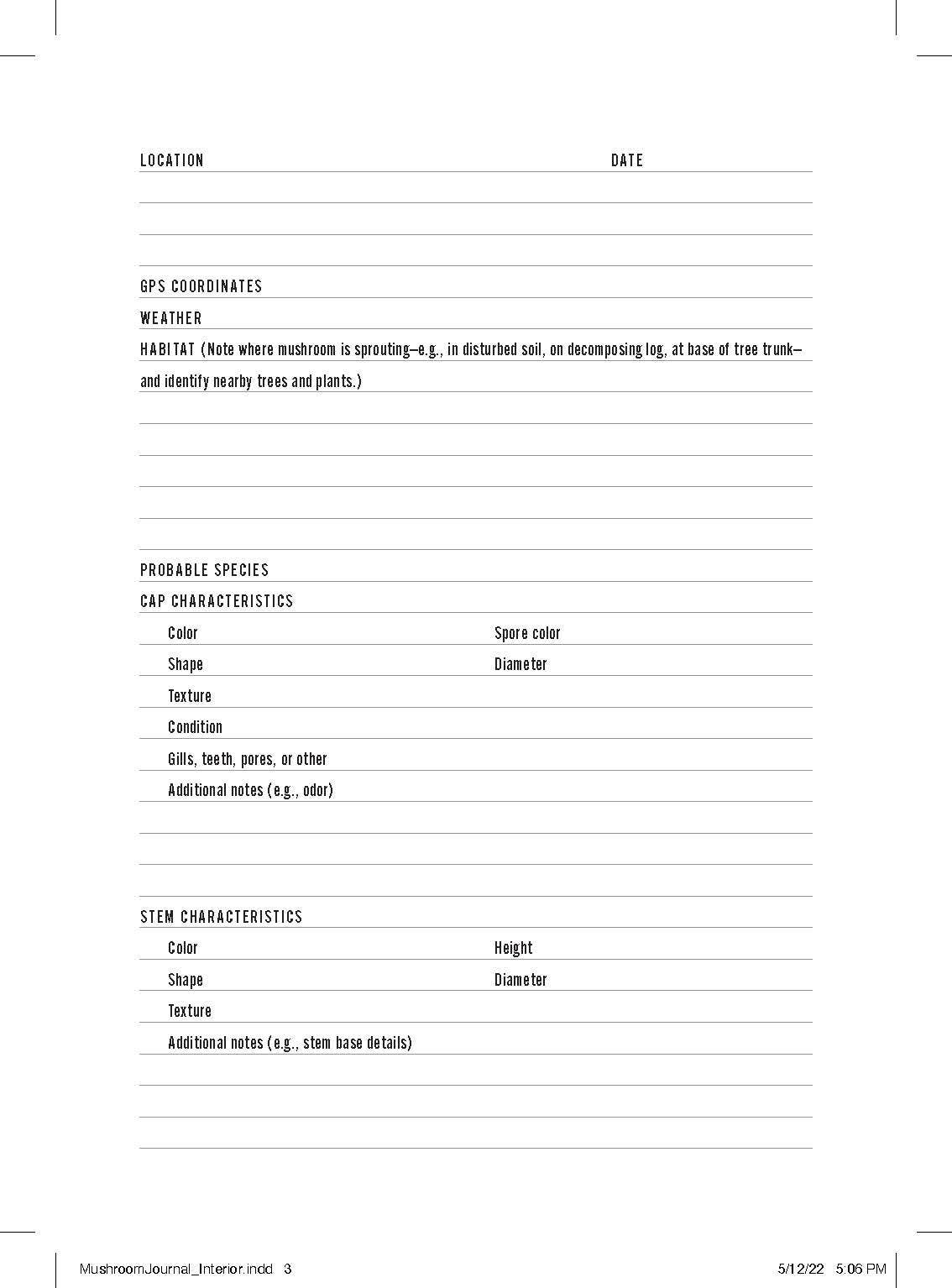 Mushroom Logbook